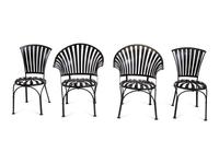 A Spring Steel Garden Table and Eight Chairs by Francois Carre