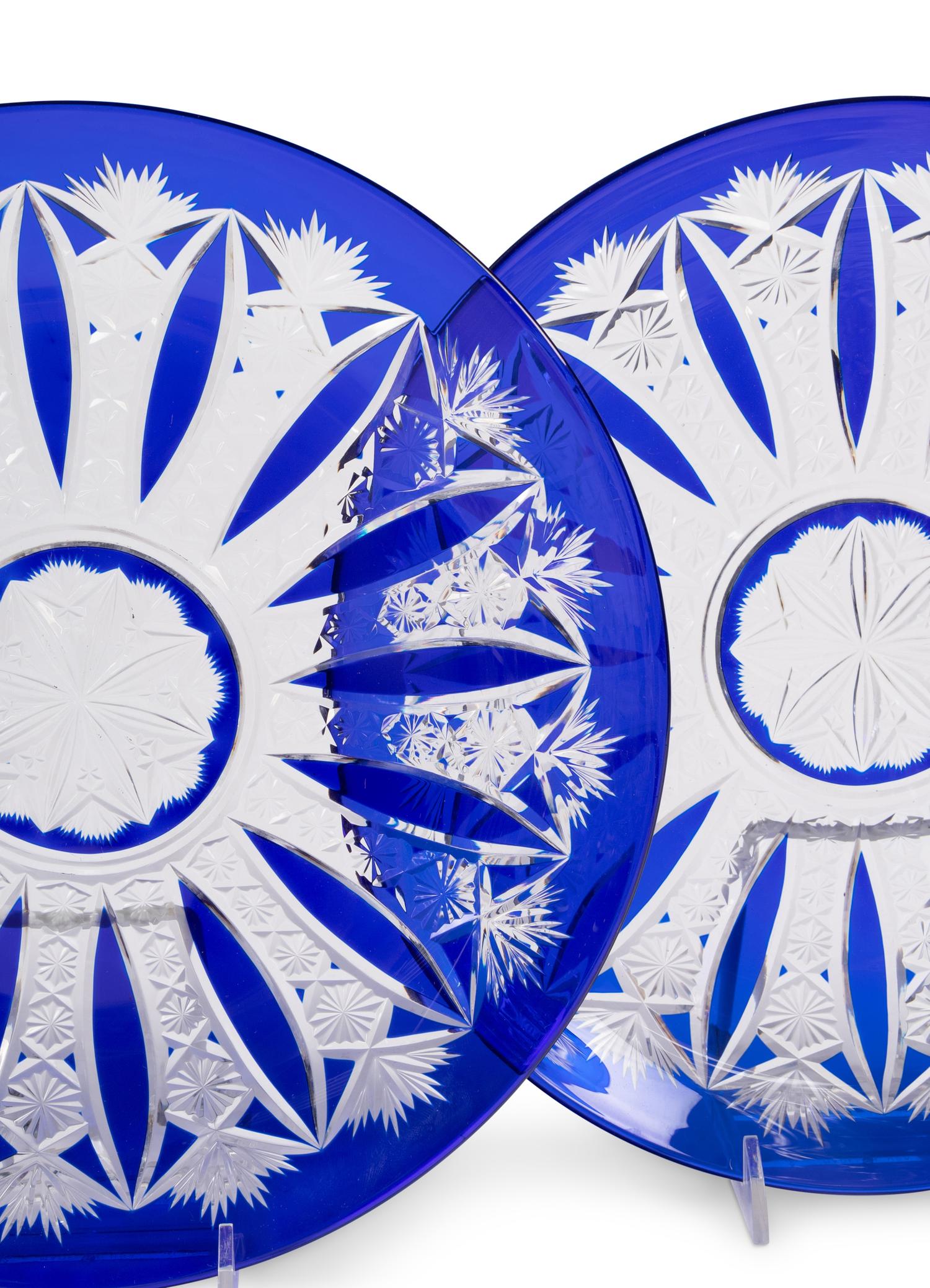A Baccarat Blue Cut-to-Clear Table Service