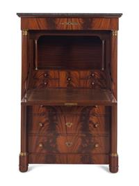 An Empire Style Mahogany Marble-Top Secrétaire à Abattant