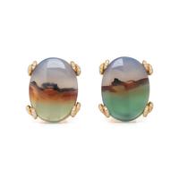 YELLOW GOLD, HARDSTONE, AND DIAMOND CUFFLINKS