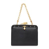 Kieselstein-Cord, Frame-Top Frog Clasp Handbag in Black Leather