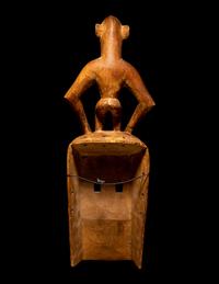 Two Dogon Wood Masks with Figures