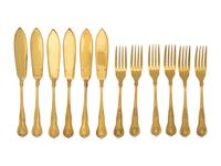 A French Gold-Plated Fish Service for Twelve