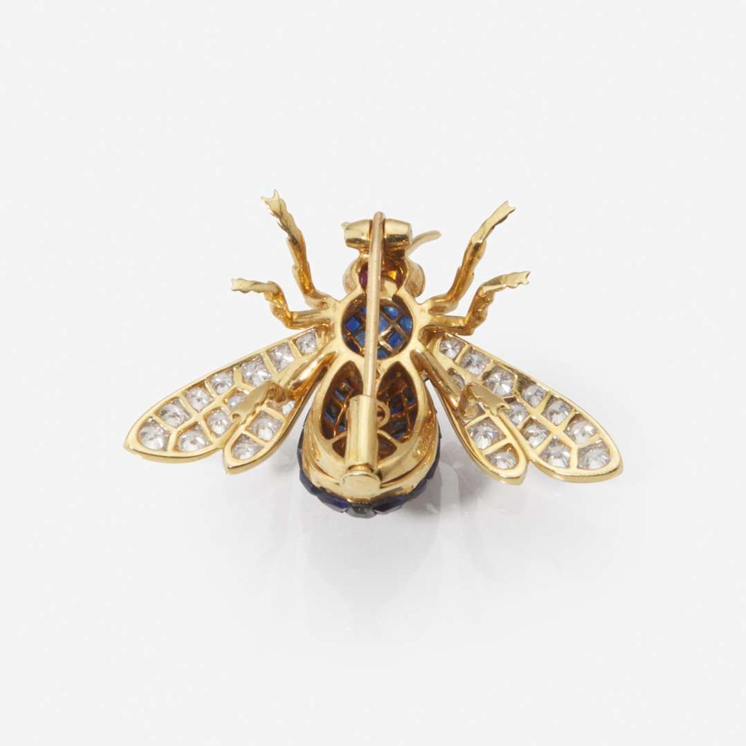 An 18K Yellow Gold and Gemstone Pin
