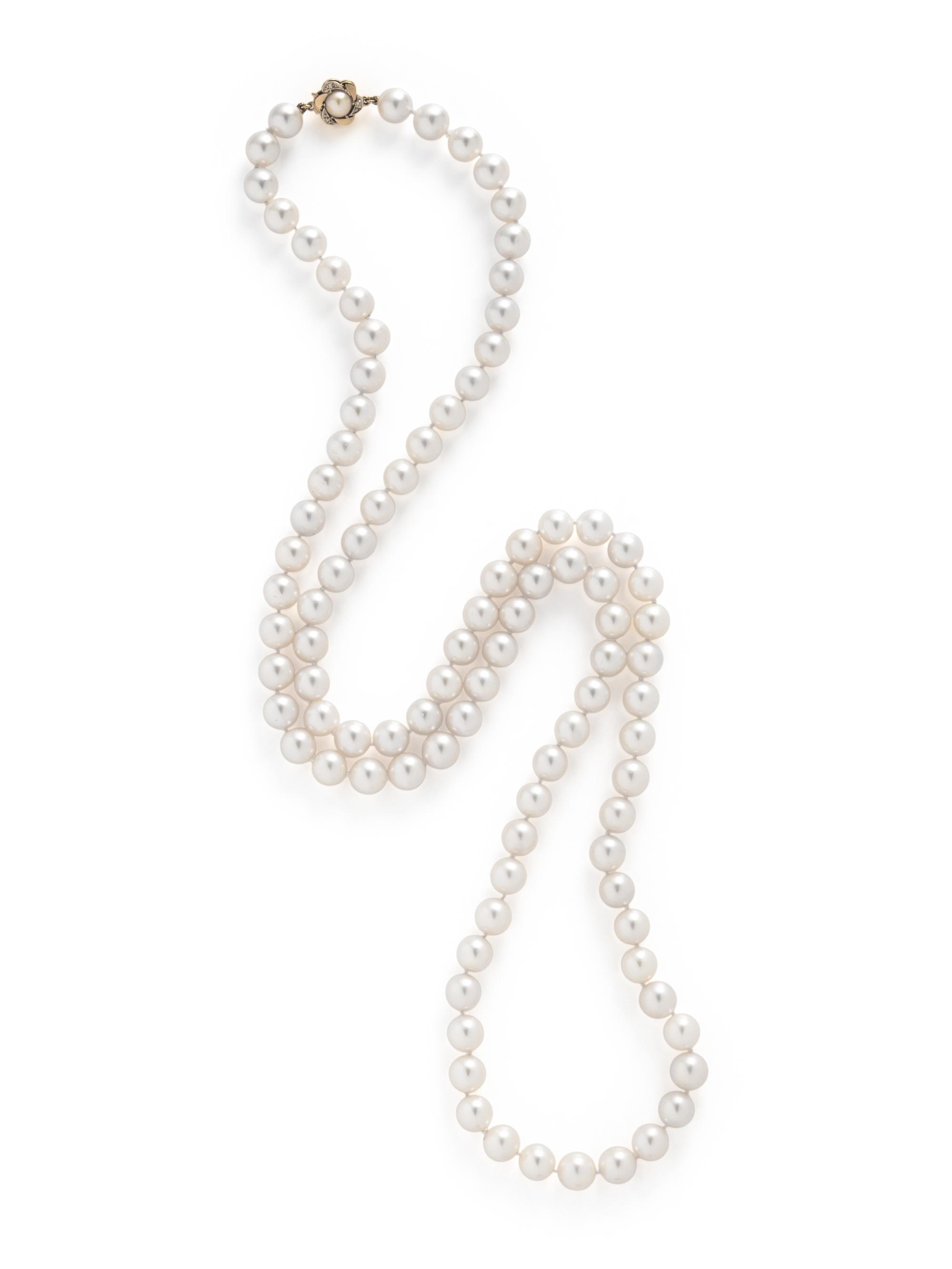 CULTURED PEARL AND DIAMOND NECKLACE