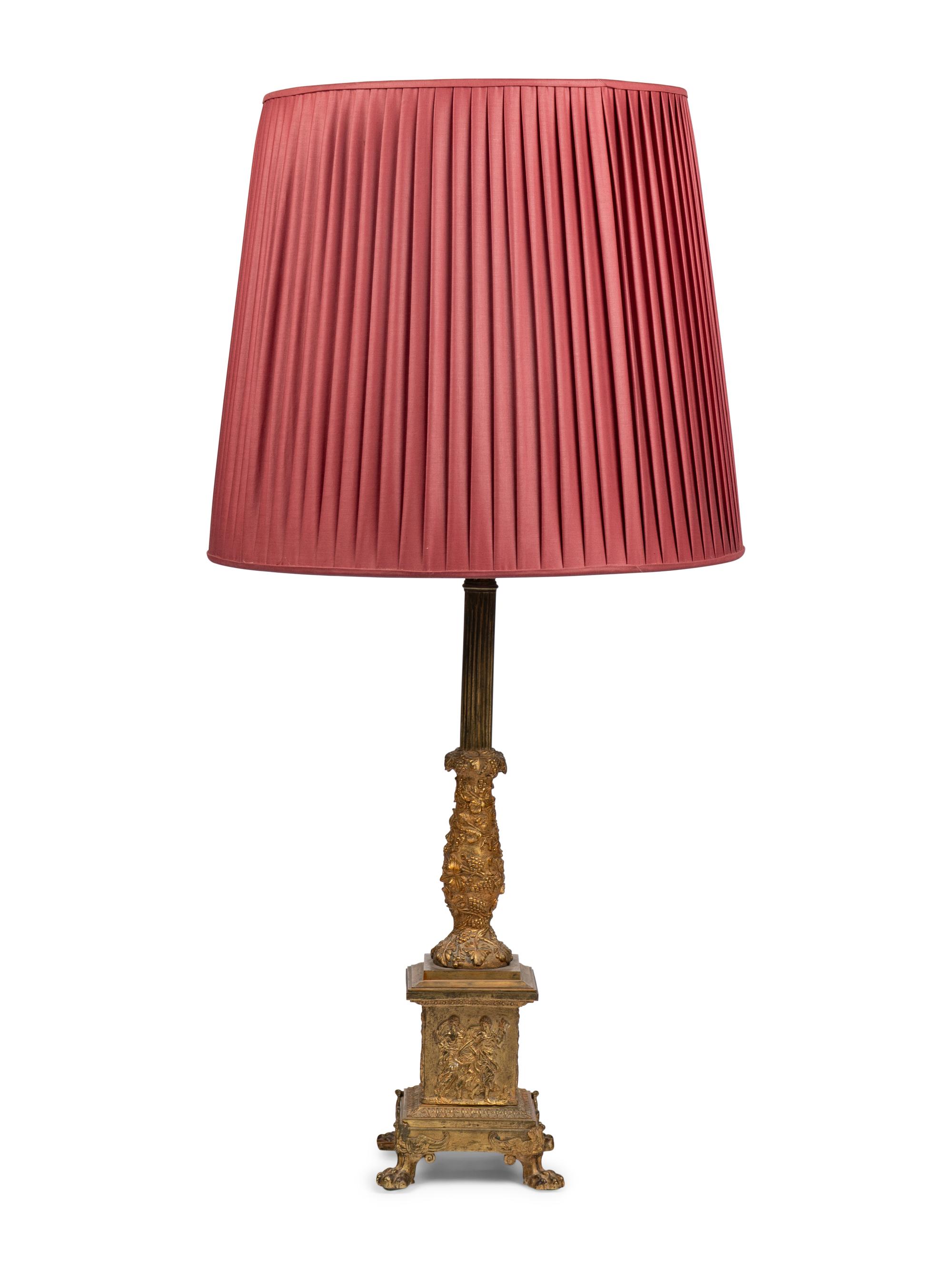 A Regency Style Gilt Bronze Lamp