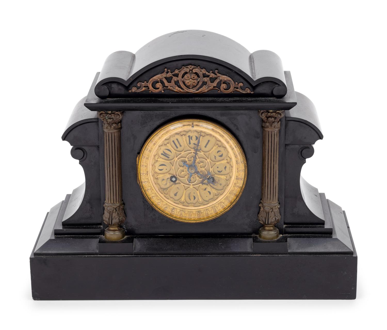 A Gilt Bronze and Slate Mantel Clock Retailed by Tiffany and Co.