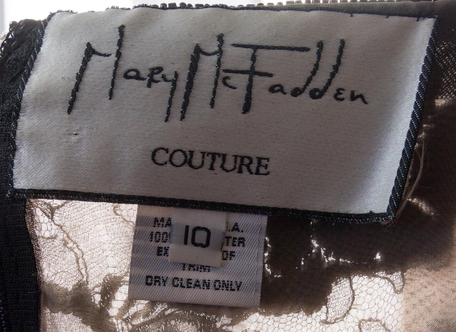 A Mary McFadden Black Beaded Gown, Size 10.