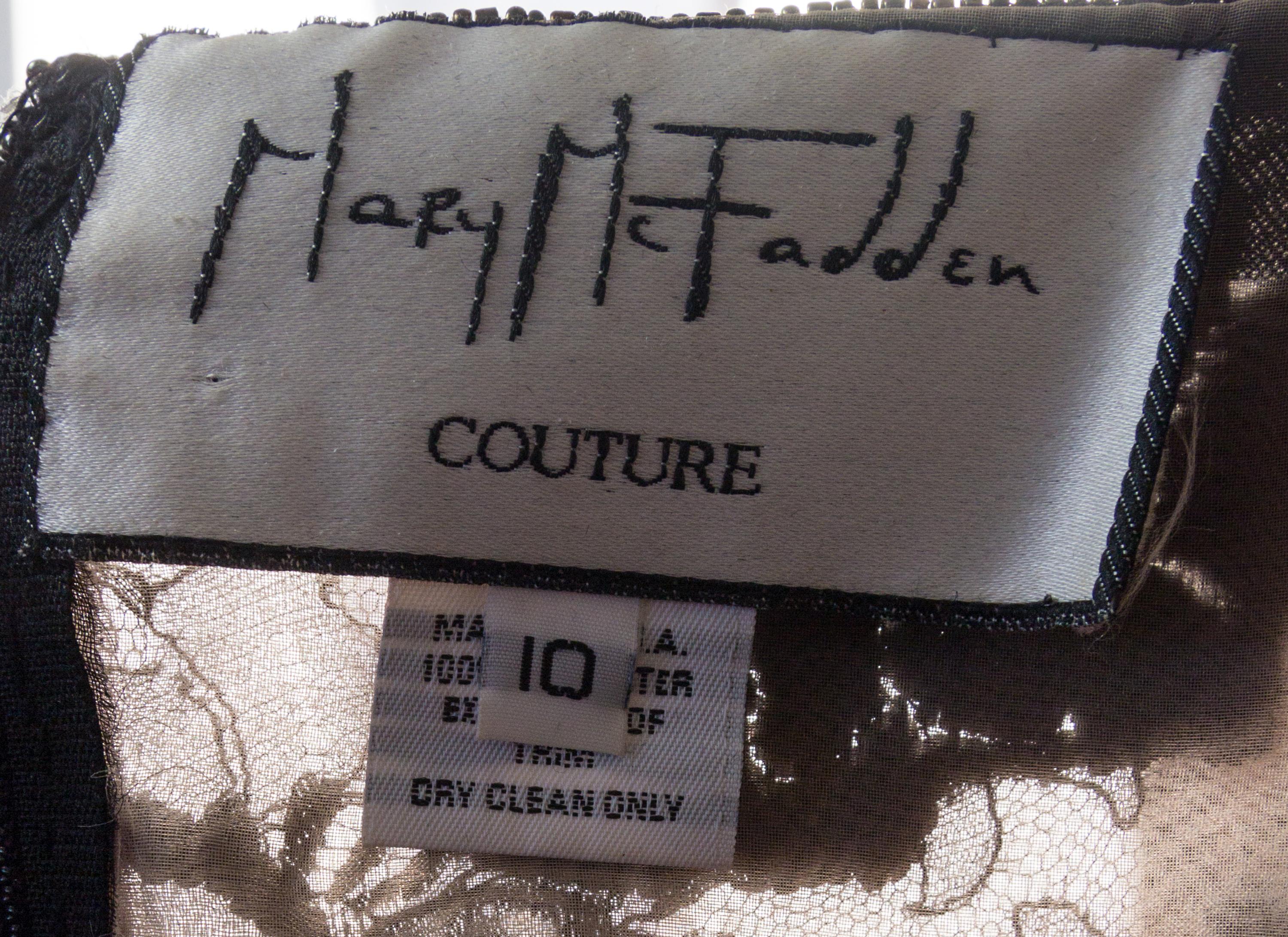 A Mary McFadden Black Beaded Gown, Size 10.