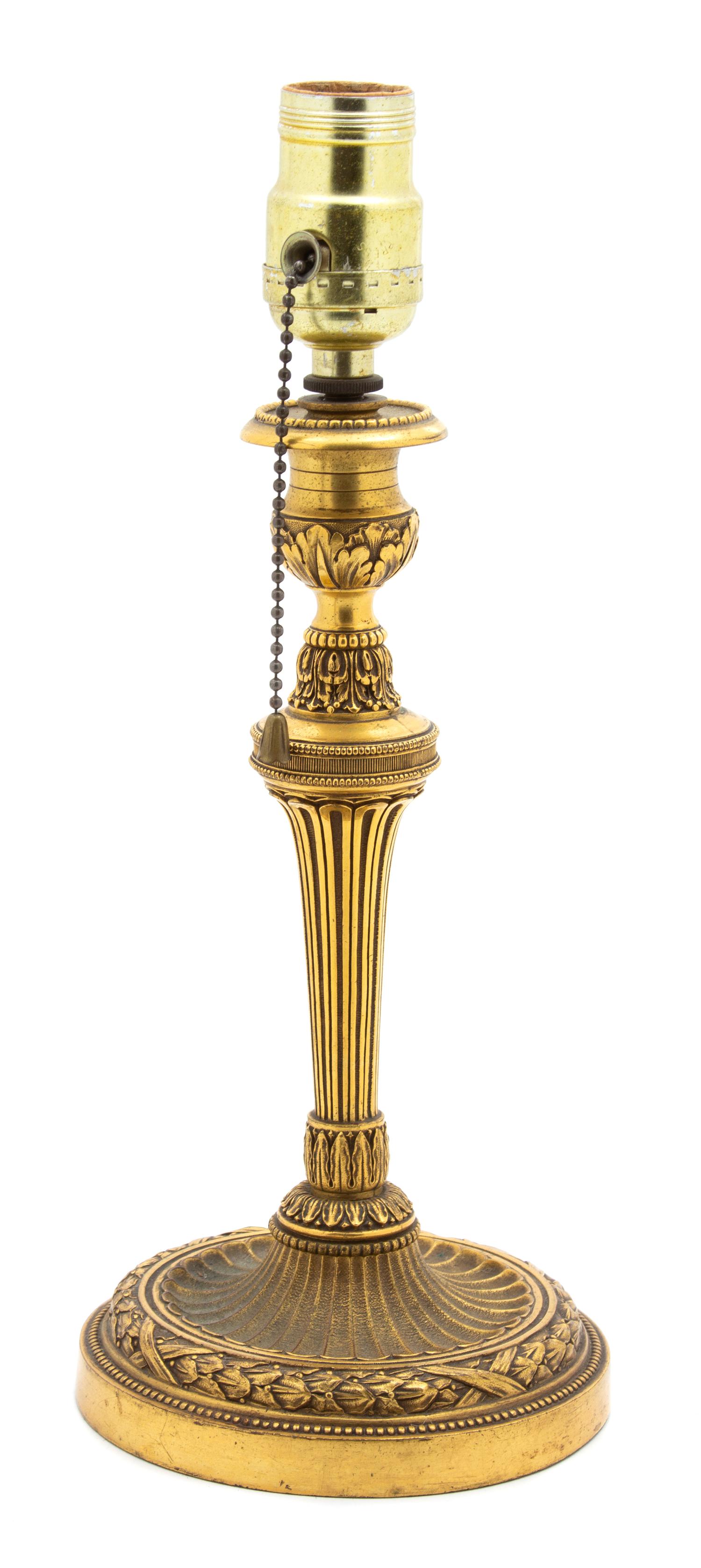 A Louis XVI Style Gilt Bronze Candlestick Height 10 1/4 inches. — LATE 19TH CENTURY