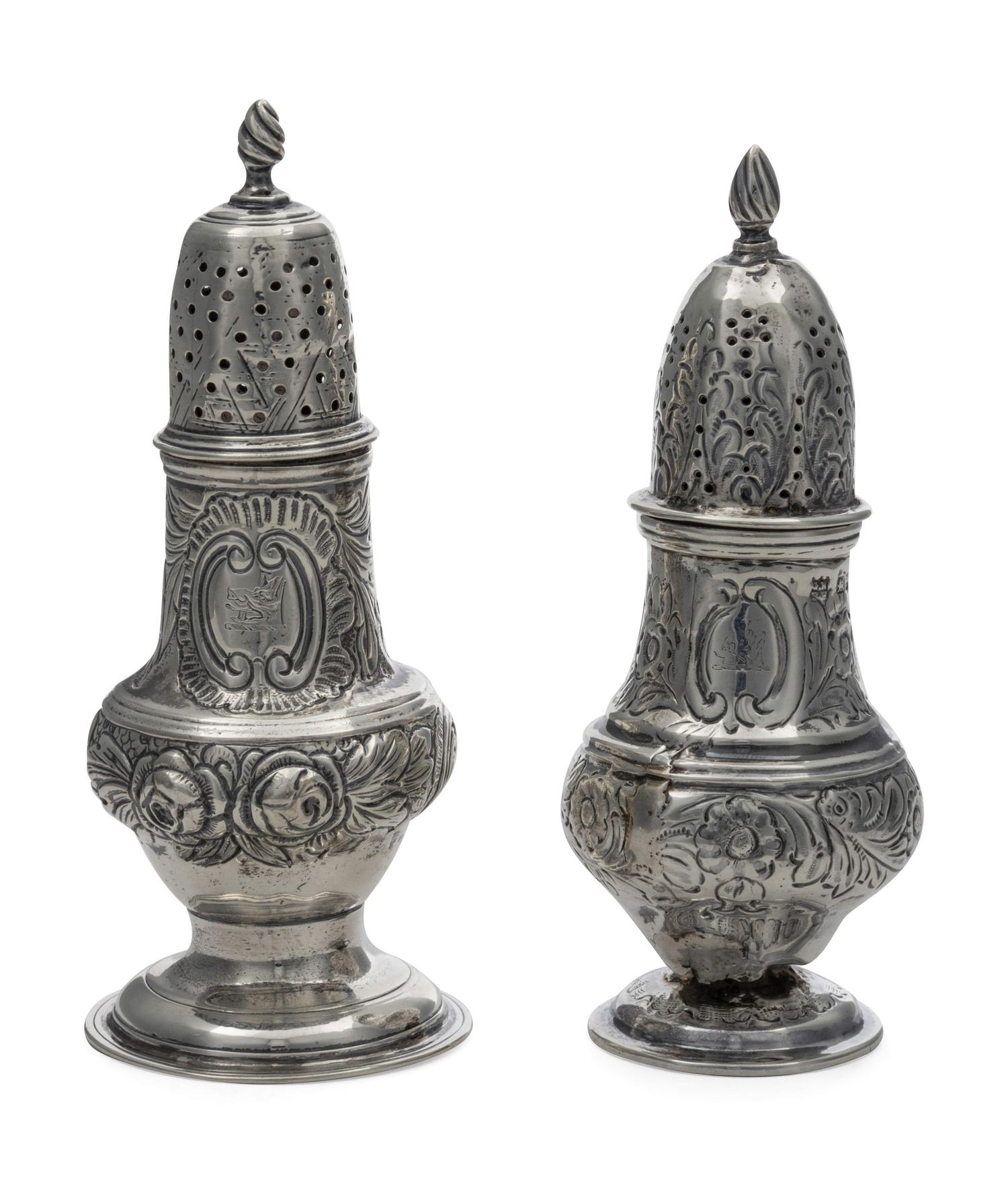 Two George III Silver Casters — Maker's mark obscured, London, 1773