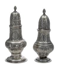 Two George III Silver Casters — Maker's mark obscured, London, 1773