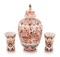 A Delft Porcelain Three-Piece Garniture