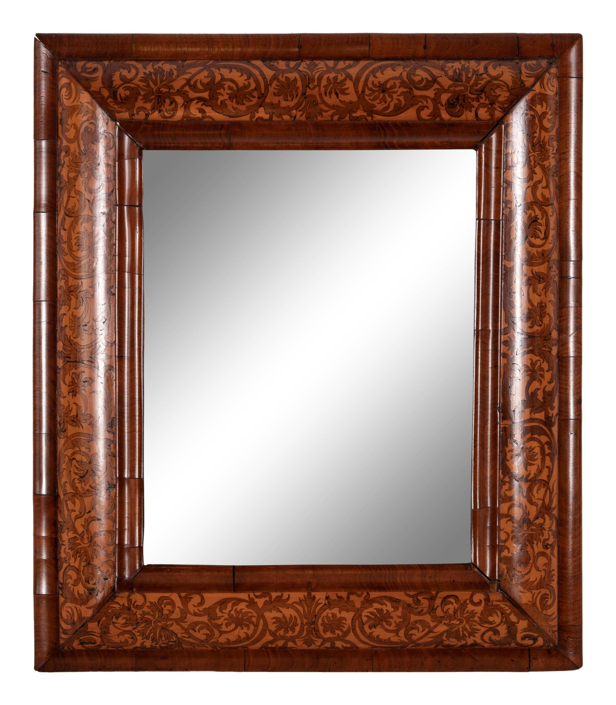 A William and Mary Walnut and Marquetry Mirror