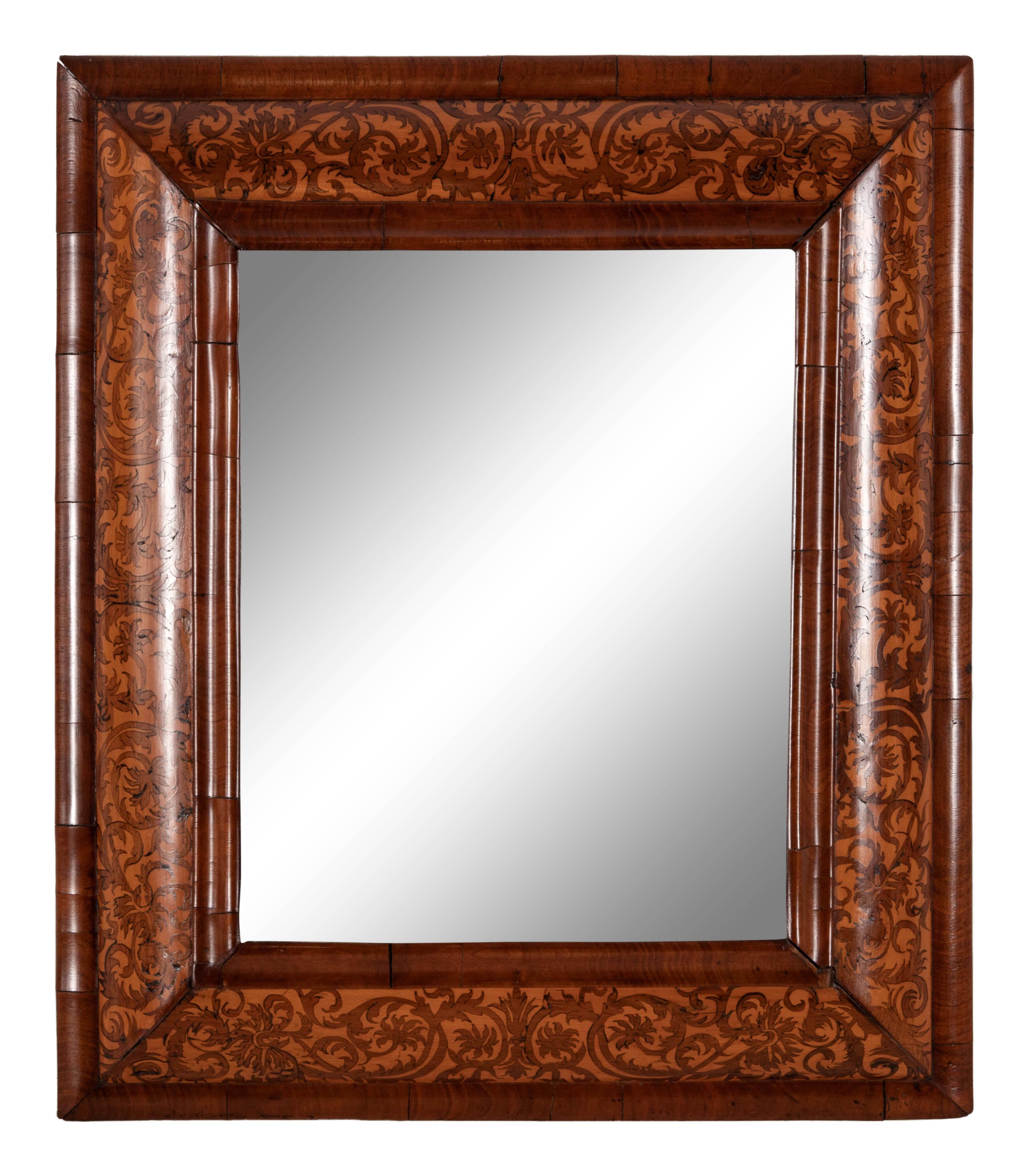 A William and Mary Walnut and Marquetry Mirror