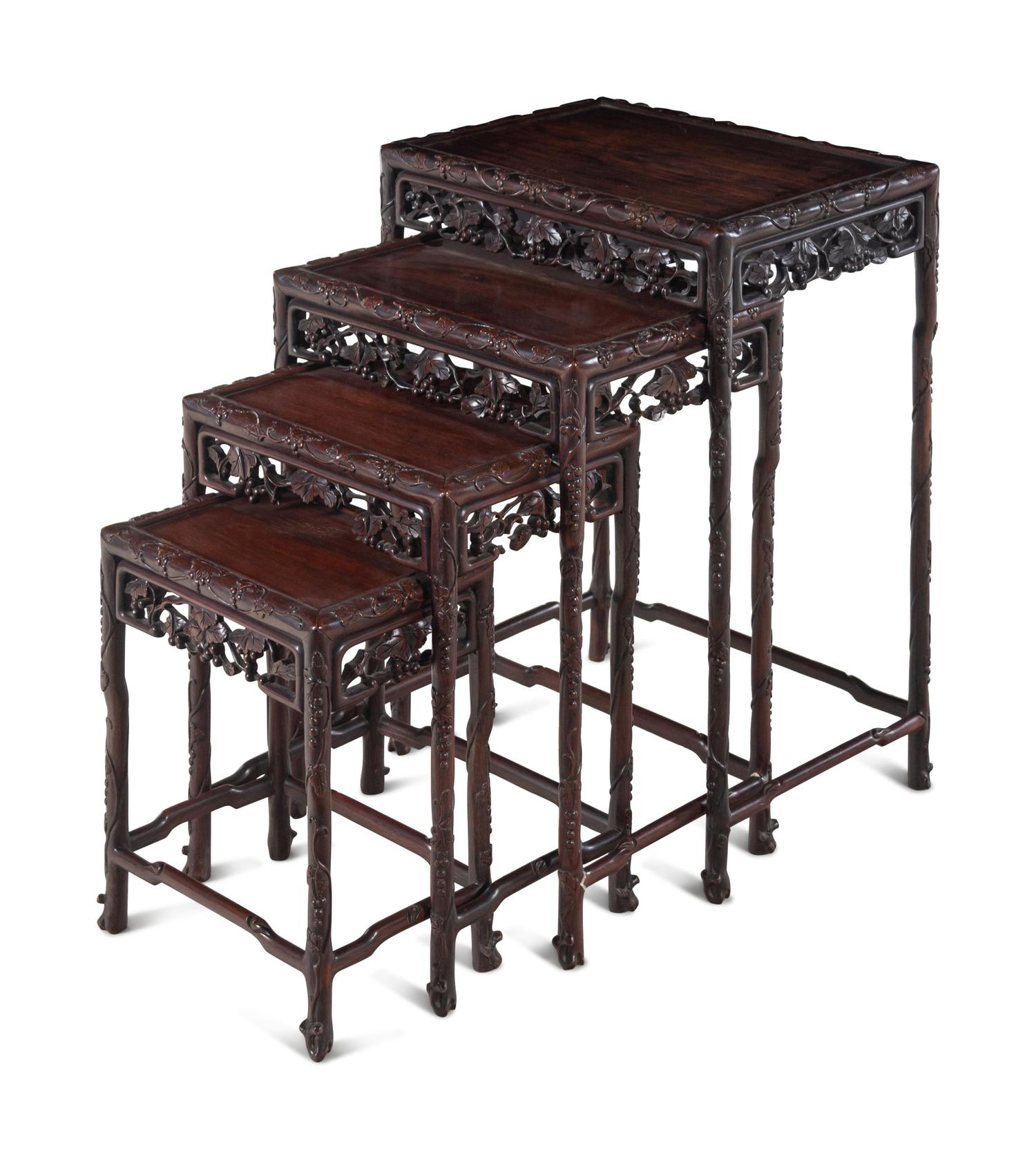A Set of Four Chinese Export Rosewood Nesting Tables