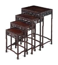 A Set of Four Chinese Export Rosewood Nesting Tables
