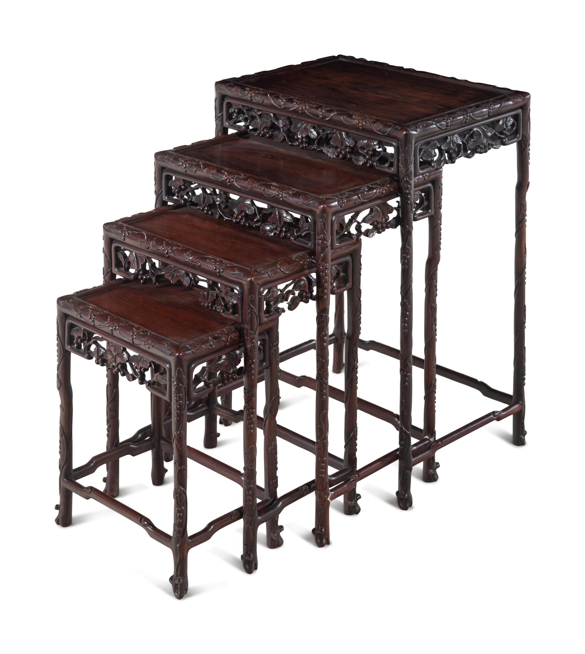 A Set of Four Chinese Export Rosewood Nesting Tables