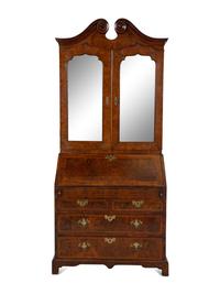 A George I Burr Yew Wood Secretary Bookcase