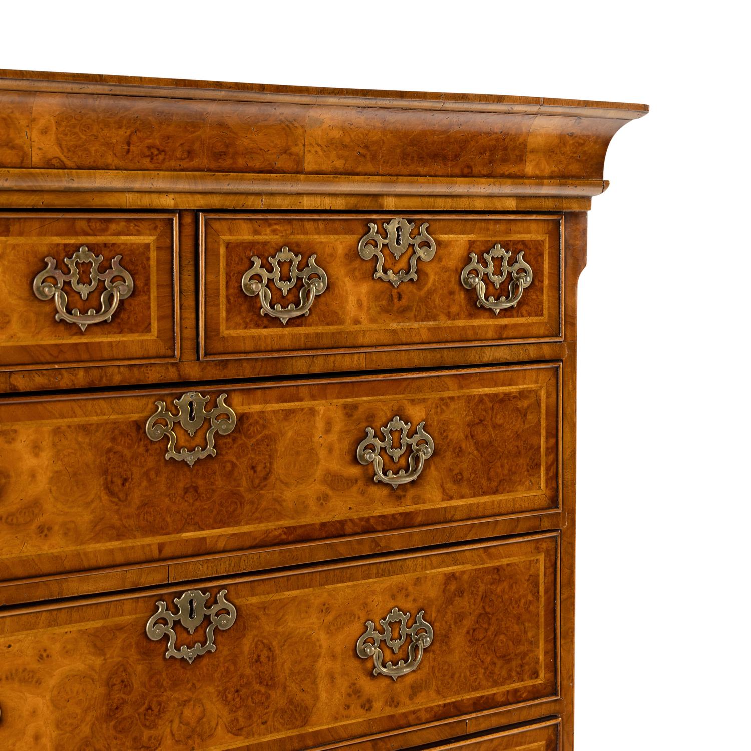 A George III Burl Walnut Chest-on-Chest