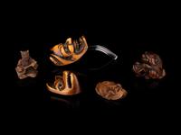 Five Japanese Carved Wood Netsuke