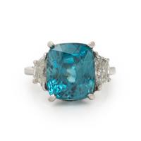 CHRISTOPHER KAUFMANN, BLUE ZIRCON AND DIAMOND RING