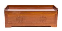 A Chinese Teak Storage Bench Height 17 1/2 x width 48 x depth 18 inches.