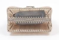 A Salvatore Ferragamo Gancini Plastic Weave Handbag, 8" x 8" x 4.5"; Handle drop: 4".