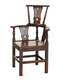 A George III Oak High-Back Corner Chair