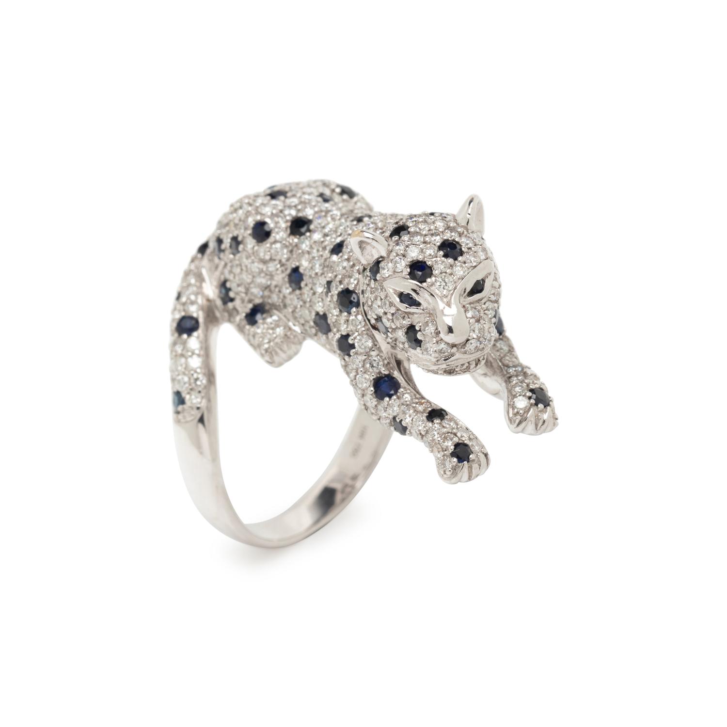 DIAMOND AND SAPPHIRE PANTHER RING