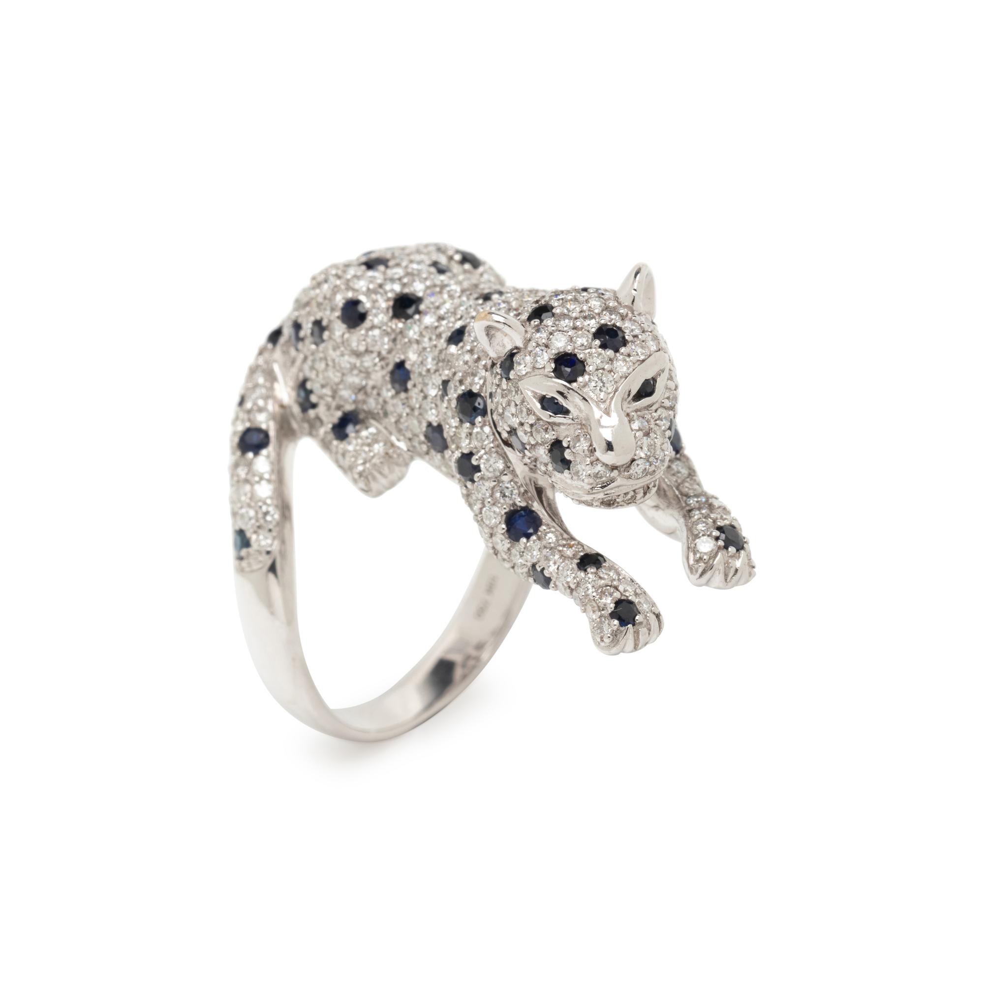 DIAMOND AND SAPPHIRE PANTHER RING