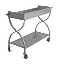 A Pair of Patinated Metal Two-Tier Serving Carts