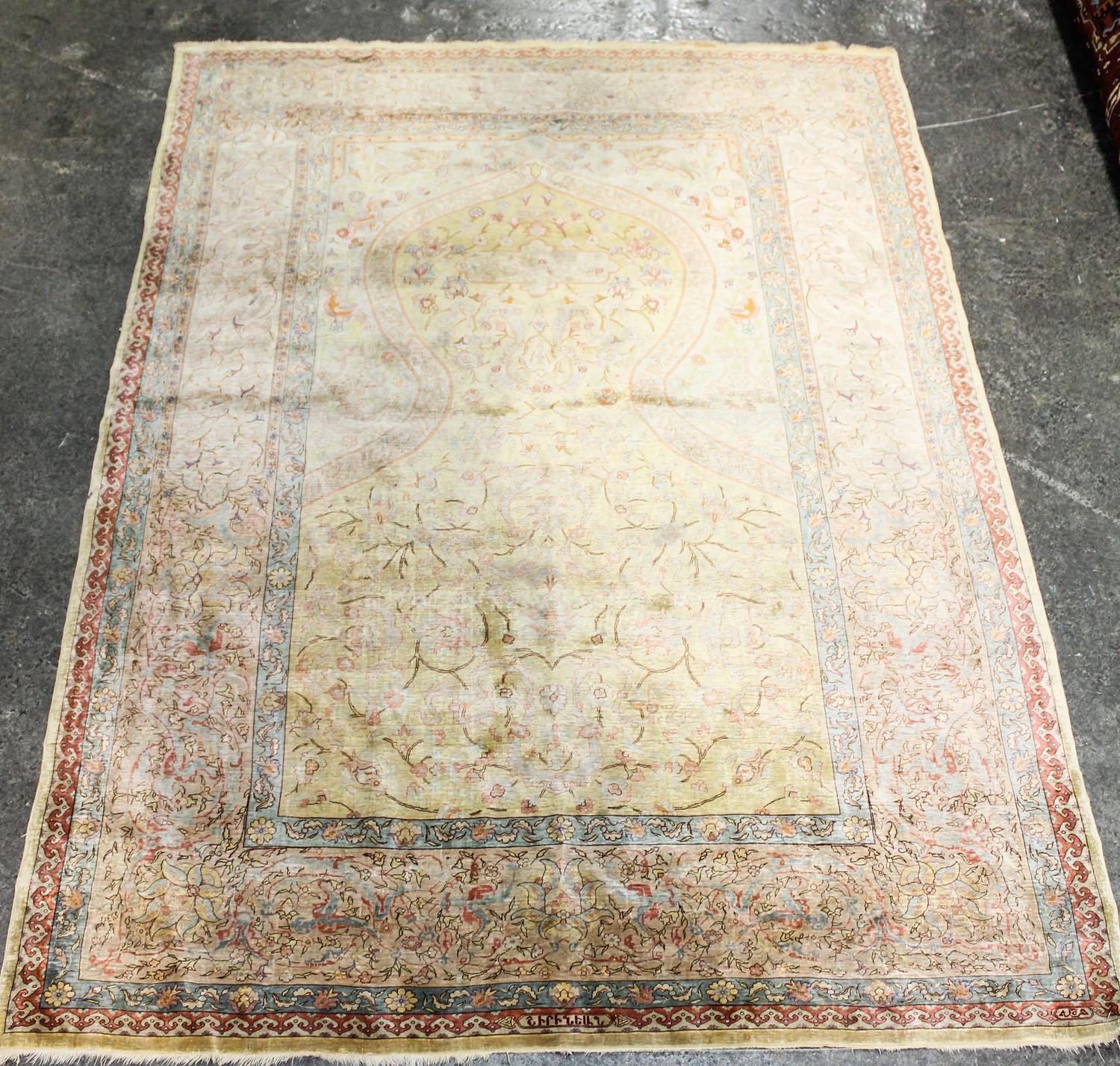A Persian Silk Prayer Rug 5 feet 4 inches x 3 feet 8 inches. — 19TH/20TH CENTURY