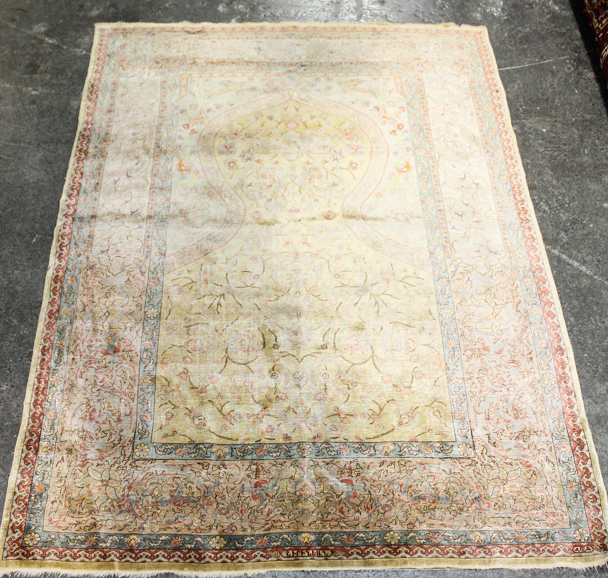 A Persian Silk Prayer Rug 5 feet 4 inches x 3 feet 8 inches. — 19TH/20TH CENTURY