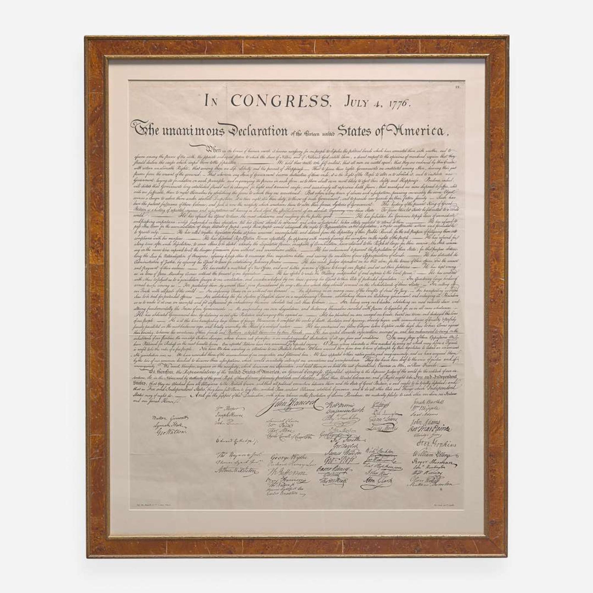 [Declaration of Independence] In Congress, July 4, 1776. The unanimous Declaration of the thirteen united States of America…