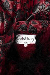 André Laug Feather-Lined Coat with Belt, 1980s