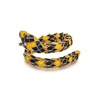 YELLOW GOLD, ENAMEL, AND GEMSTONE SNAKE BANGLE BRACELET