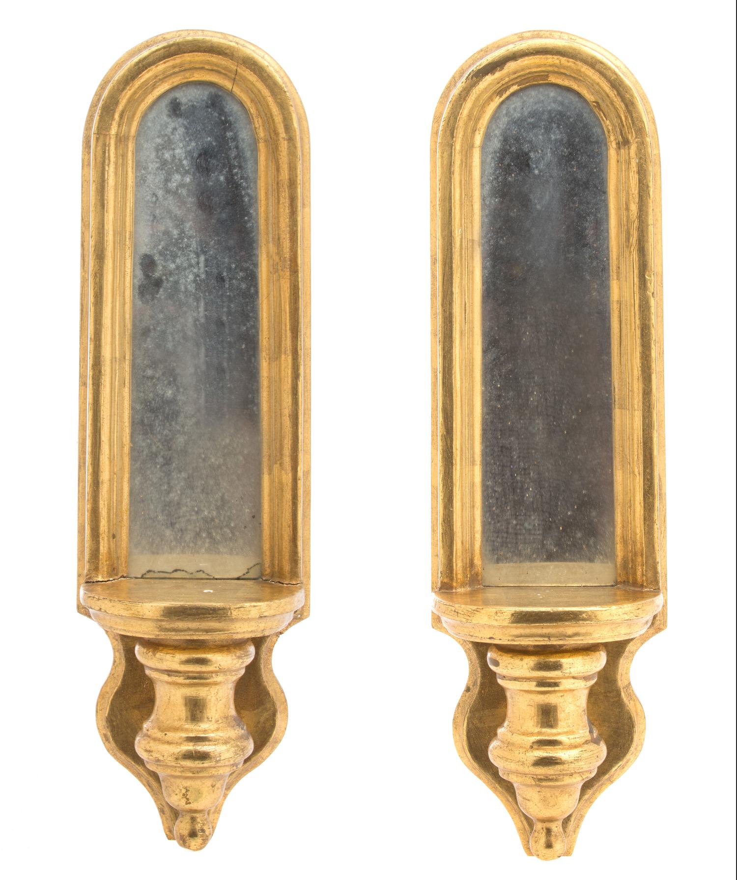 A Pair of Giltwood Mirrored Wall Brackets Height 18 x width 5 x depth 4 inches. — 20TH CENTURY