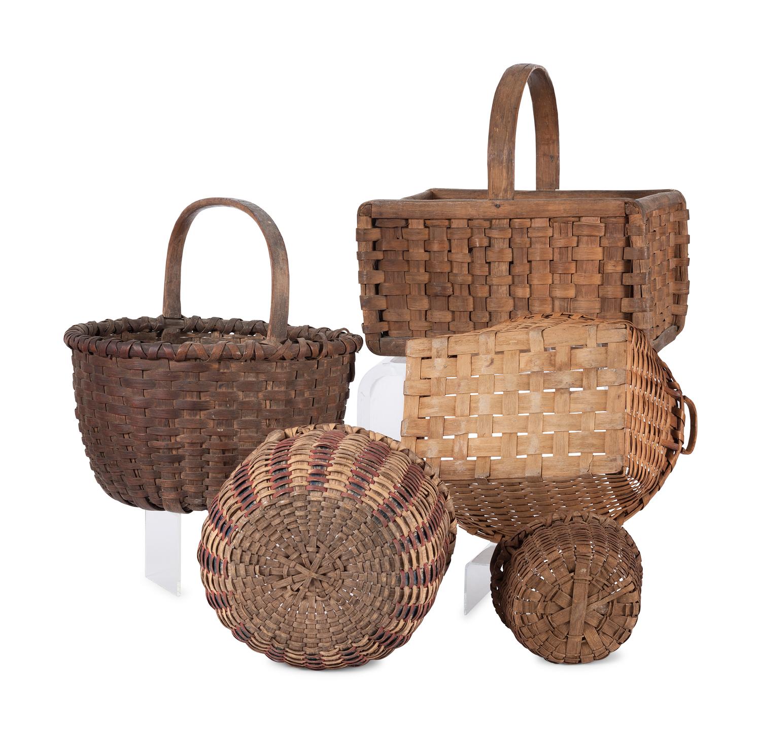 Five Woven Gathering Baskets