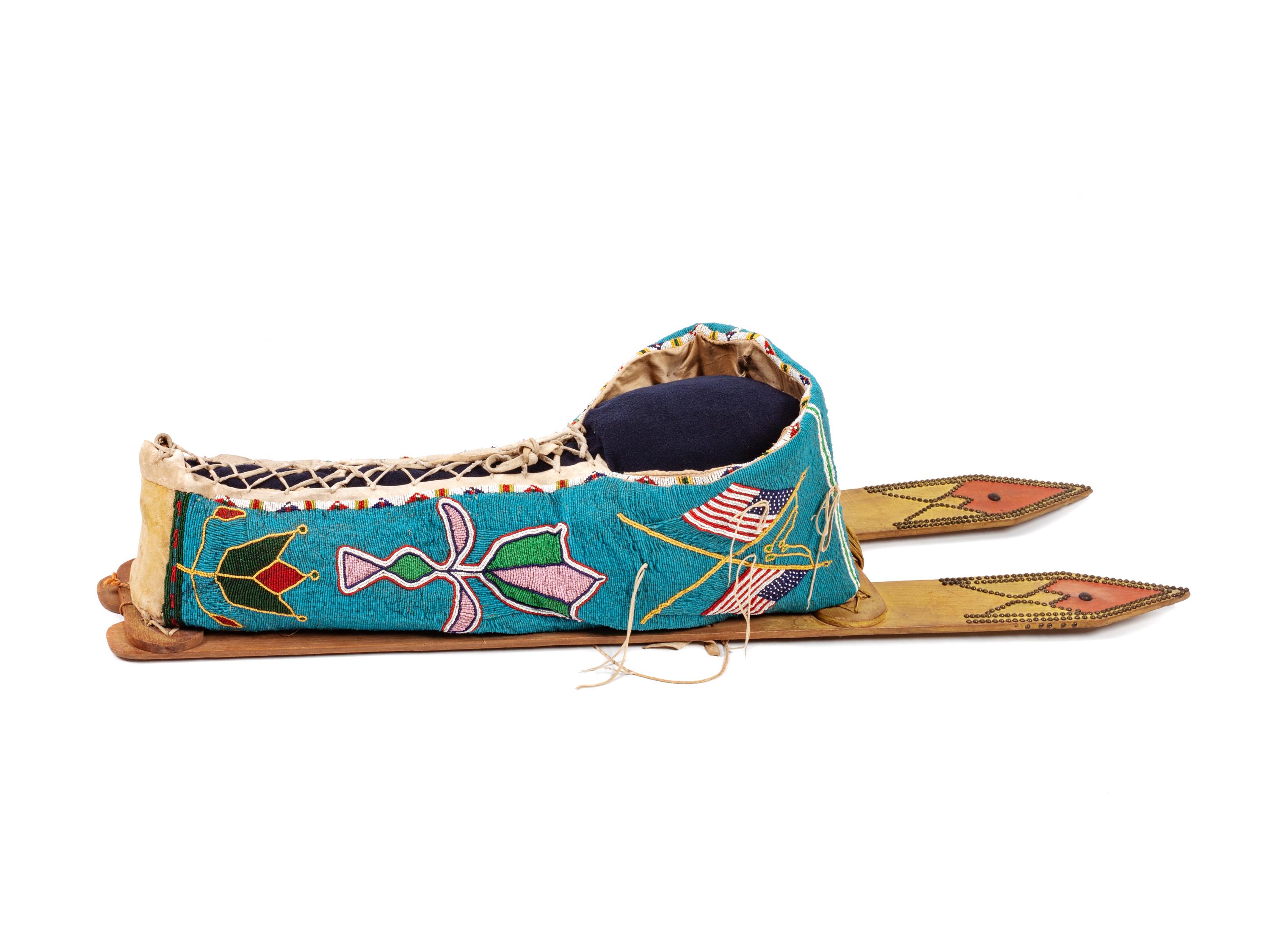 Kiowa Beaded Full-Size Cradle, with American Flags