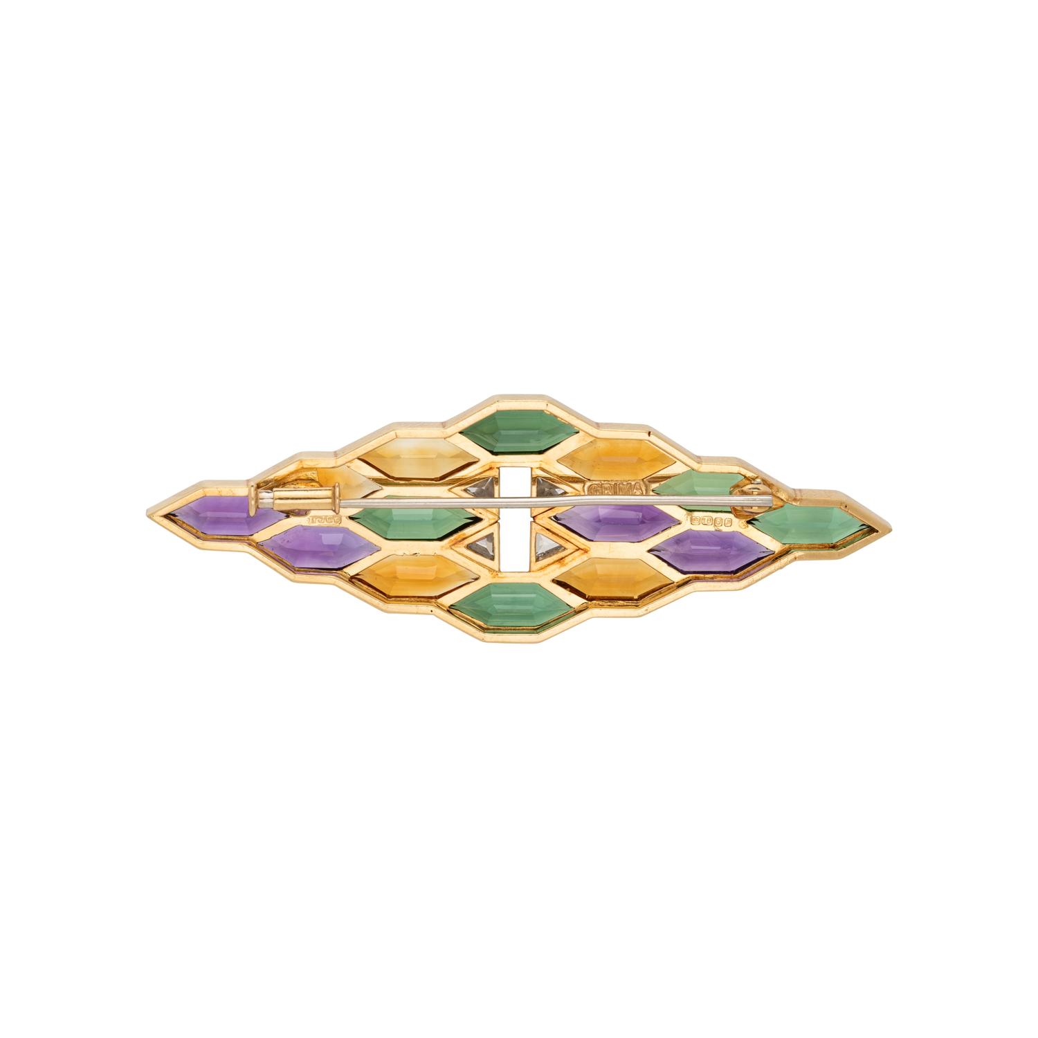 GRIMA, MULTIGEM HONEYCOMB PATTERN BROOCH