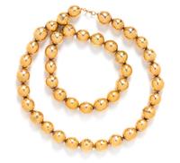 A 14 Karat Yellow Gold Bead Necklace,