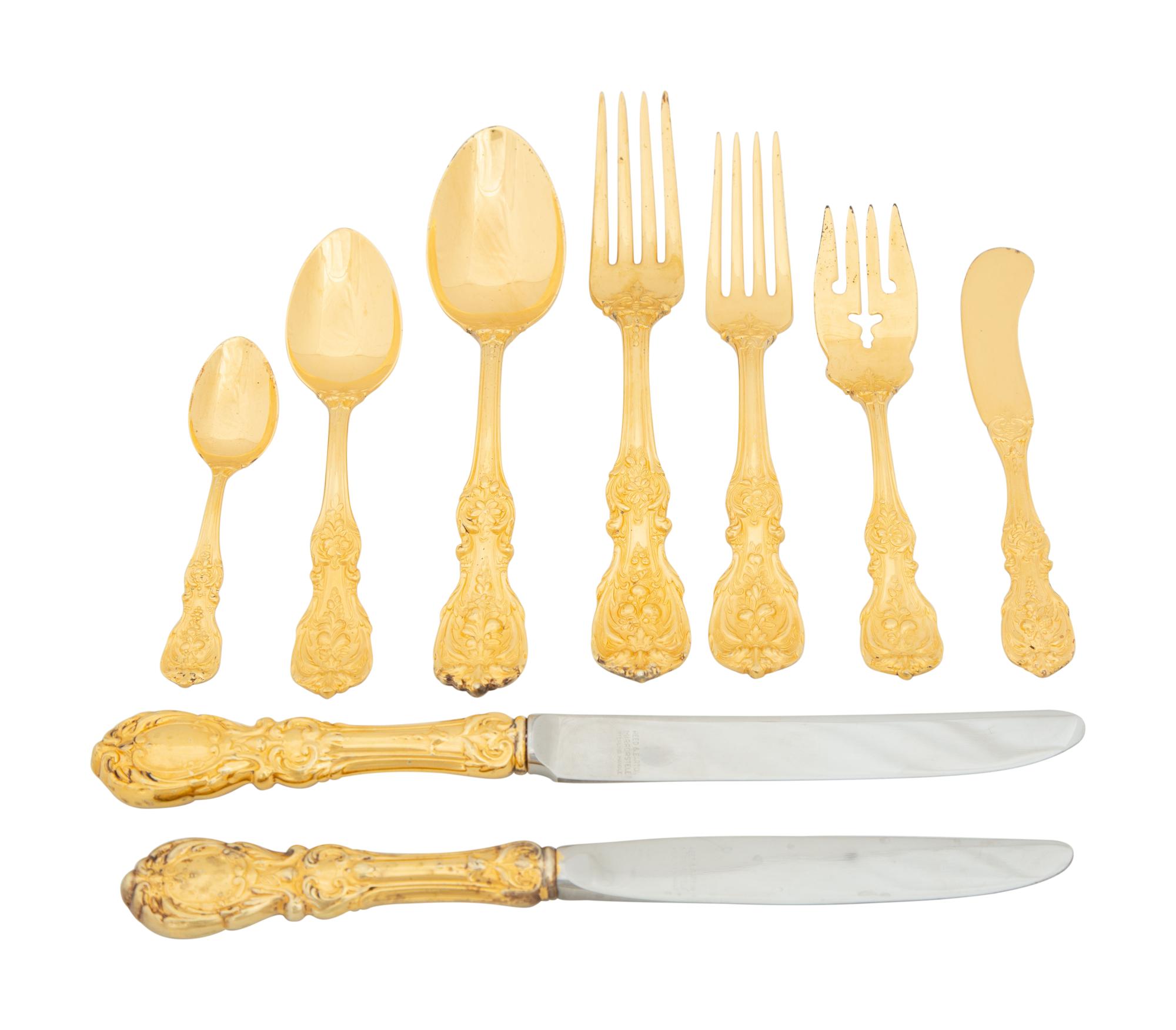 An American Silver-Gilt Flatware Service