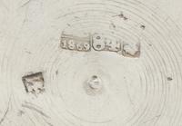 A Russian Silver Child's Tankard, Maker's Mark Cyrillic H.A, Moscow, 1869, the lid and body chased with floral and foliate volute bandi
