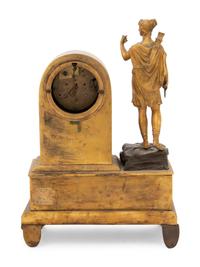 An Empire Gilt Bronze Figural Desk Clock