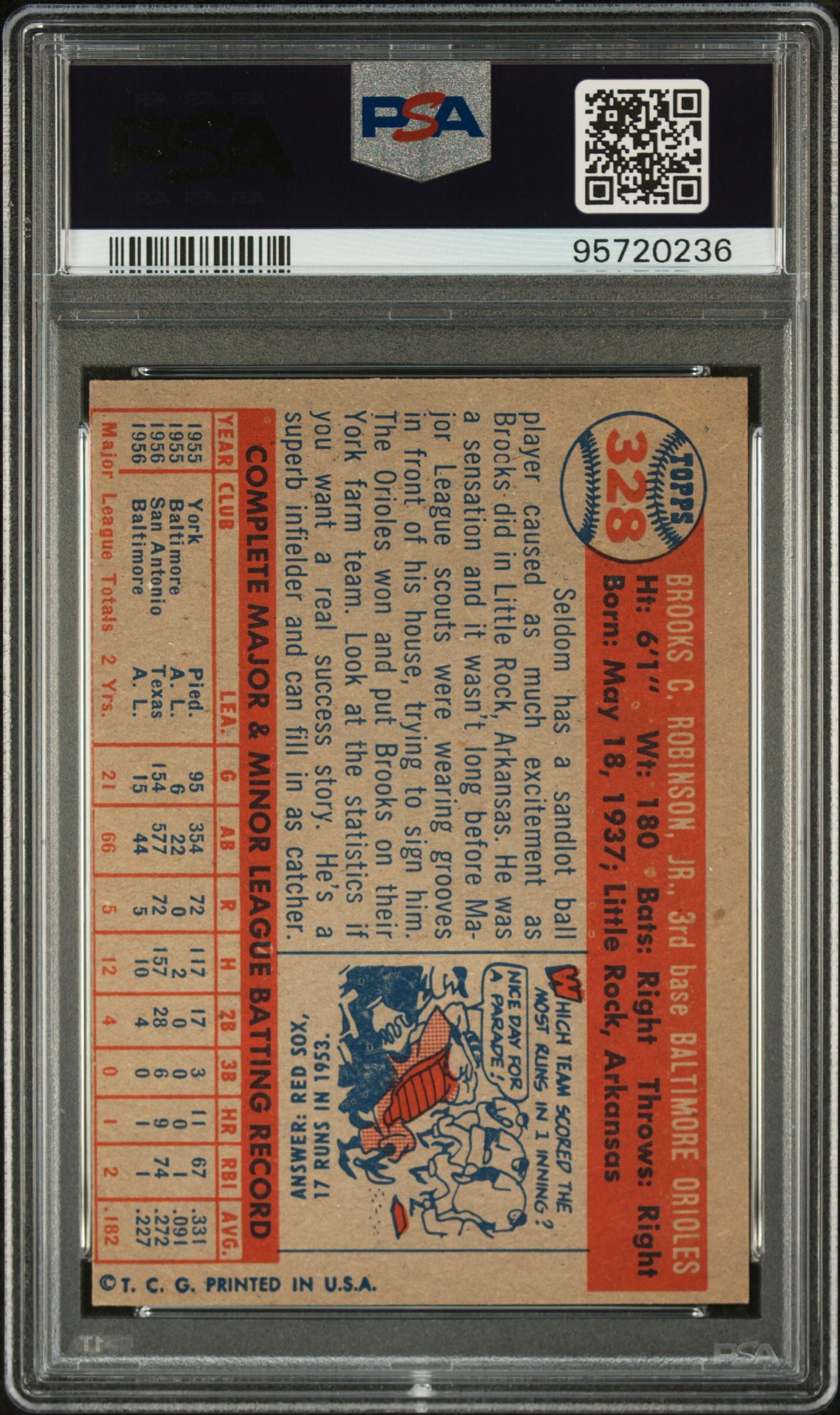 A 1957 Topps Brooks Robinson Rookie Baseball Card No. 328 (PSA 6 EX-MT)