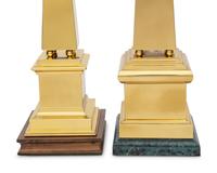 Two Polished Brass Obelisks