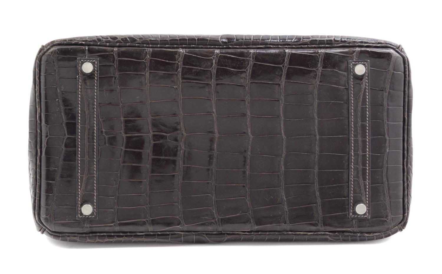 An Hermes Graphite Porosus Crocodile 35cm Birkin Handbag, 14" x 10" x 7".