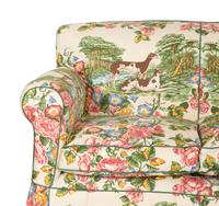 A Printed Cotton-Upholstered Two-Cushion Sofa