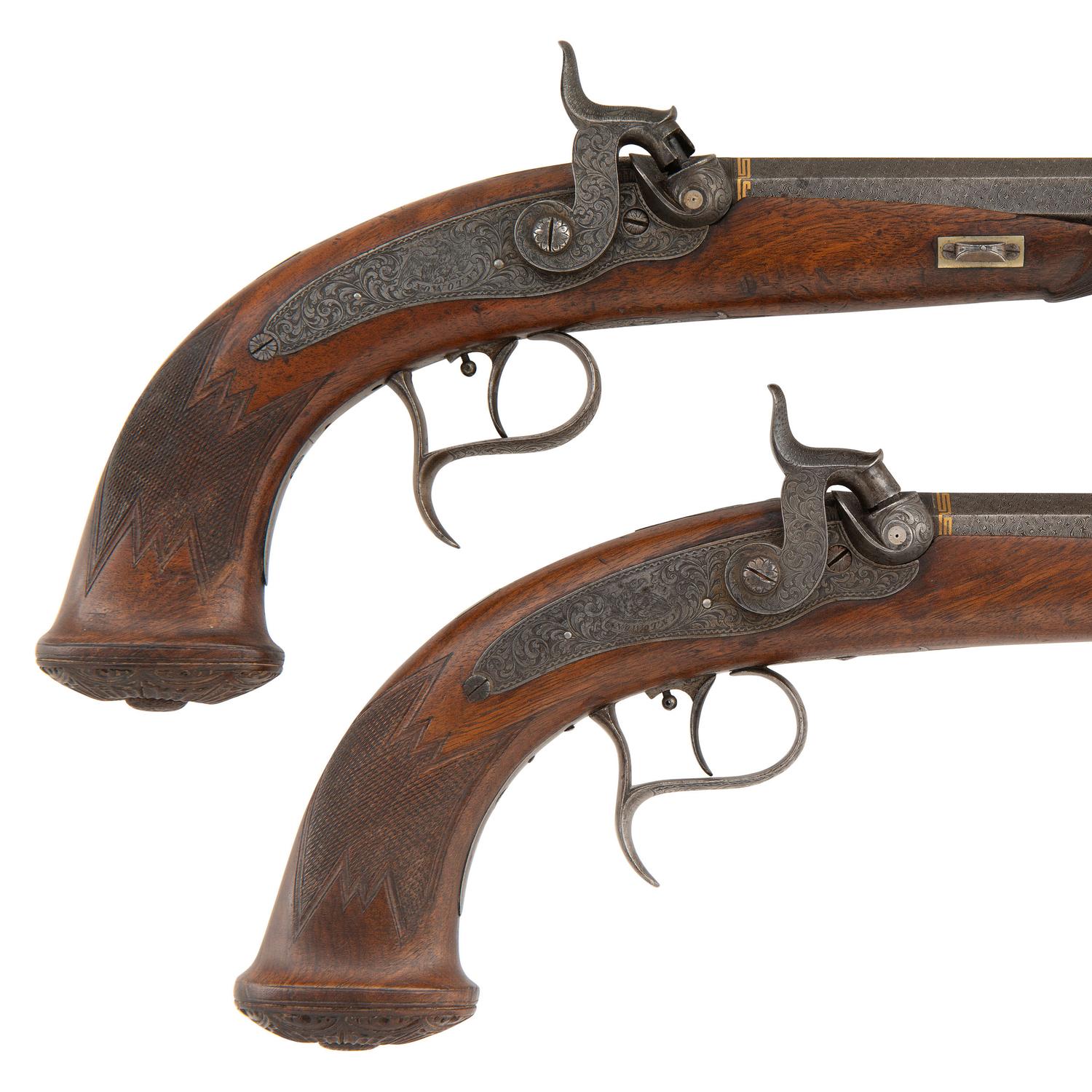 Pair of Austrian Percussion Target Pistols by Mathias Nowotny in Wien